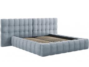 Lova dvigulė Micadoni Home Mamaia Velvet Double Headboard, 180 x 200 cm, žydra, be čiužinio, su grotelėmis