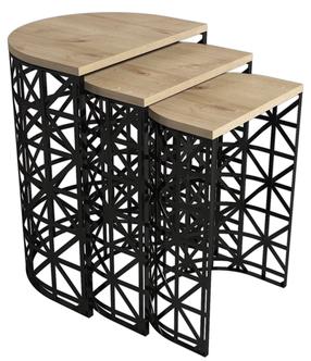 Žurnalinis staliukas Kalune Design Stil Metal Ferforje, ąžuolo/juoda, 33 cm x 46 cm x 62 cm