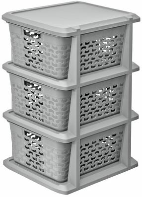 Krepšių rinkinys, su lentyna Branq Cotton, pilka, 24.1 x 29.6 x 51 cm