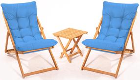 Lauko baldų komplektas Floriane Garden MY005, mėlynas/medžio, 2 vietų