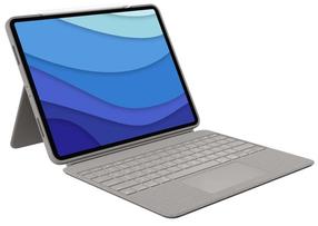 Planšetinio kompiuterio dėklas Logitech Combo Touch US, smėlio, 12.9"