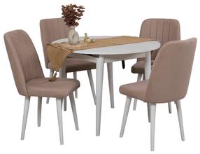 Valgomojo komplektas Kalune Design Vina 0900, baltas/rožinis/riešuto