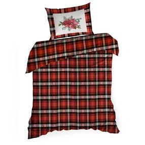 Kalėdinis patalynės užvalkalų komplektas PTT-008, baltas/juodas/raudonas, 140 x 200 cm