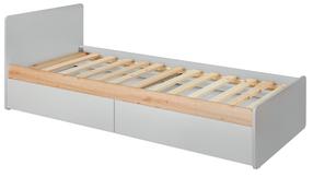 Lova viengulė ASM Vivero Typ 13, 90 x 200 cm, ąžuolo/pilka, be čiužinio, su grotelėmis