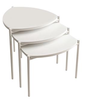 Kavos staliukų komplektas Kalune Design Lenny, baltas, 45 cm x 45 cm x 35 - 45 cm, 3 vnt.