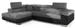Kampinė sofa Anton, juoda/pilka, kairinė, 202 x 275 cm x 90 cm