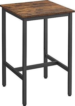 Baro stalas Vasagle, rudas/juodas, 60 cm x 60 cm x 92 cm