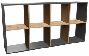 Pastatoma lentyna Malax 2x4, antracito/ąžuolo, 30 cm x 147 cm x 75 cm