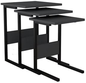 Kavos staliukų komplektas Kalune Design Sali, antracito/juoda, 32 - 40 cm x 40 cm x 45 - 55 cm, 3 vnt.