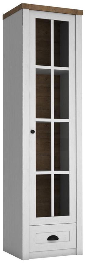 Vitrina Gala Meble Provence W1S, balta/pušies, 43 cm x 50 cm x 198 cm