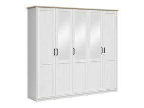 Spinta Loksa, ąžuolo/balta, 240.5 cm x 57.5 cm x 220 cm, su veidrodžiu