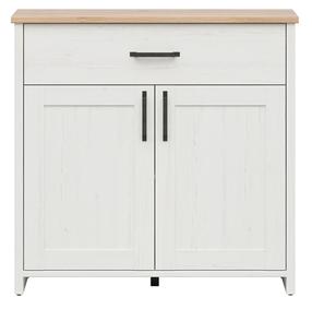Komoda Loksa S455-KOM2D1S-APW, ąžuolo/balta, 101.5 cm x 36.5 cm x 98.5 cm