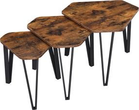 Kavos staliukų komplektas Leobert, rudas, 39.6 - 58.7 cm, 3 vnt.