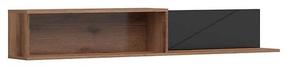 Sieninė lentyna Forn S471-POL/160-DDC/CAM, juoda/tamsaus ąžuolo, 156 cm x 22 cm x 25 cm