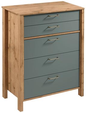 Komoda Gala Meble Indygo K5S, ąžuolo/žalia, 90 cm x 46.5 cm x 108.5 cm