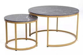 Kavos staliukų komplektas Dion, marmuro, 80 cm x 80 cm x 48 cm, 2 vnt.