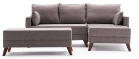 Kampinė sofa - lova Hanah Home Bella Mini, ruda, dešininė, 140 x 205 cm x 85 cm