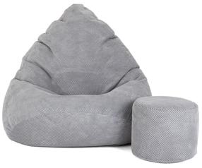 Sėdmaišis su pufu Sako Mega Dot Velour XL, pilkas