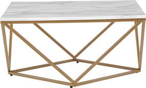 Kavos staliukas Beliani Malibu, aukso/baltas/rusva, 80 cm x 80 cm x 40 cm