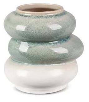 Dekoratyvinė vaza Liana, 19 cm, kreminė/mint