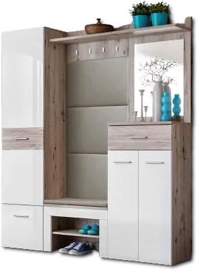 Prieškambario baldų komplektas ASM Gustavo VIII, vidaus, balta/smėlio