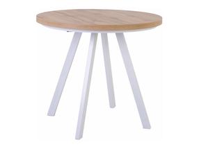 Valgomojo stalas išskleidžiamas Pares, balta/wotan ąžuolo, 90 - 180 cm x 90 cm x 76 cm