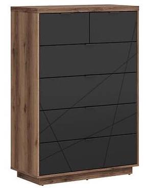 Komoda Forn S471-KOM6S-DDC/CAM, juoda/tamsaus ąžuolo, 90 cm x 42.5 cm x 130.5 cm