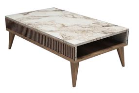 Kavos staliukas Kalune Design Milan, balta/riešuto, 105 cm x 60 cm x 34.6 cm