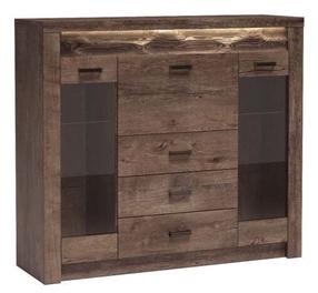 Spintelė - vitrina Indianapolis I8, tamsiai ruda, 42 cm x 137 cm x 122 cm