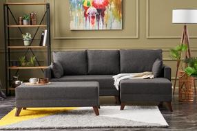 Kampinė sofa - lova Hanah Home Bella Mini, antracito, dešininė, 140 x 205 cm x 85 cm