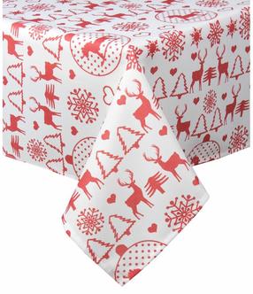 Staltiesė kvadratinė Splendid Carol, balta/raudona, 85 x 85 cm