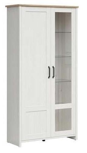 Vitrina Loksa S455-REG1D1W-APW, ąžuolo/balta, 101.5 cm x 42.5 cm x 200.5 cm