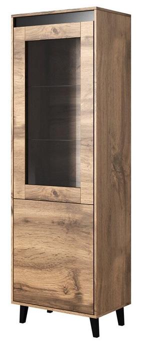 Vitrina Cama Meble Nord, antracito/ąžuolo, 60 cm x 38 cm x 182.5 cm