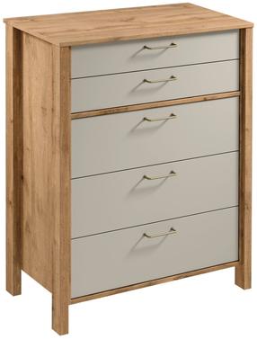 Komoda Gala Meble Indygo K5S, ąžuolo/smėlio, 90 cm x 46.5 cm x 108.5 cm