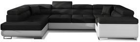 Kampinė sofa Letto Sawana 14, Soft 17, balta/juoda, kairinė, 202 x 340 cm x 90 cm