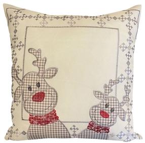 Kalėdinis dekoratyvinės pagalvėlės užvalkalas JCL-472, balta/raudona/pilka, 40 cm x 40 cm
