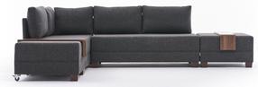 Kampinė sofa Hanah Home Fly, antracito, kairinė, 280 x 210 cm x 70 cm