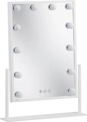 Kosmetinis veidrodis Flamnate, su apšvietimu, pastatomas, 30 cm x 47.5 cm, balta
