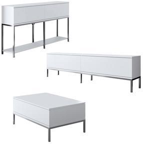 Svetainės baldų komplektas Kalune Design Lord, baltas/sidabro