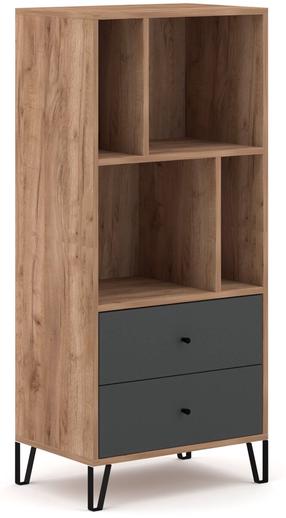 Pastatoma lentyna Bilbao BL07, grafito/tobacco ąžuolo, 63.4 cm x 40 cm x 135.2 cm