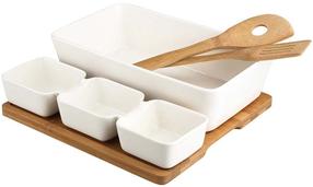 Serviravimo rinkinys Altom ALT1010052038, balta/medžio, porcelianas/bambukas