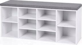 Batų suoliukas su spintele Leobert, balta, 30 cm x 104 cm x 48 cm