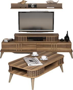 Svetainės baldų komplektas Kalune Design Eylul, vidaus, riešuto