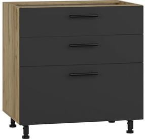 Apatinė virtuvinė spintelė Vento DS3-80/82, antracito/ąžuolo, 52 cm x 80 cm x 82 cm
