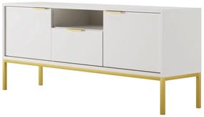 TV staliukas Kocot Kids Austin 135, aukso/baltas, 135 cm x 33 cm x 56.4 cm