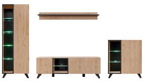 Svetainės baldų komplektas ASM Liam, rudas/juodas