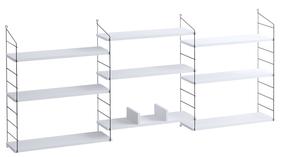 Sieninė lentyna Kalune Design Lungo 393MRD1281, balta/juoda, 216 cm x 20 cm x 85 cm