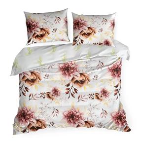 Patalynės užvalkalų komplektas Lea PTM-12, rudas/baltas/rožinis, 140 x 200 cm