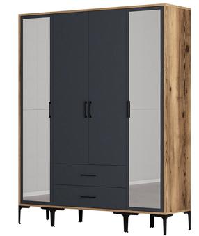 Spinta Kalune Design Kumsal RTR, antracito/riešuto, 47.5 cm x 160 cm x 201.4 cm, su veidrodžiu