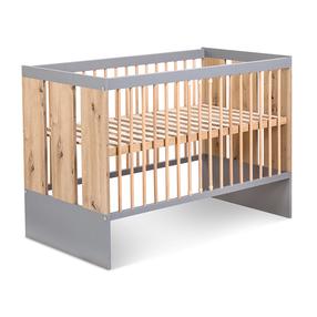 Kūdikio lovytė viengulė Klups Pauline, ąžuolo/grafito, 60 x 120 cm, be patalynės dėžės, be čiužinio